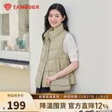 坦博尔羽绒服马甲女立领宽松外搭短款羽绒背心外套TD236006 奶茶棕 180