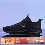 361°361男鞋秋季经典网面透气休闲运动鞋耐磨跑步鞋男 乌黑色/皇冠金 42