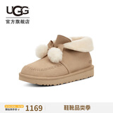 UGG秋季女士舒适蝴蝶结翻折鞋口懒人毛毛鞋1153517SWD|木屑色39