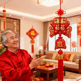 梦桥大号福字对鱼挂饰元旦新年装饰福袋乔迁之喜挂件年年有余*1