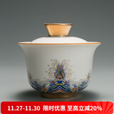 容山堂珐琅彩陶瓷主人杯单杯品茗杯公道杯茶漏三才盖碗茶杯高档功夫茶具 金丝珐琅盖碗