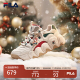 FILA 斐乐老爹鞋女鞋运动鞋圣诞可颂面包鞋休闲鞋男鞋情侣 雪白/雨朦灰色-女款 40