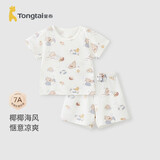 童泰（TONGTAI）宝宝短袖套装夏季纯棉婴儿上衣儿童内衣男女童短裤提花蓝色120cm