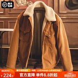 马登工装美式复古灯芯绒棉服夹克男仿羊羔毛秋冬保暖外套男士加厚棉衣 姜黄色 M