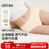 ubras【莫代尔】高弹织带内裤女士抑菌舒适中腰三角裤柔软透气(3条装) 椰青灰色+瓷月几色+奶酪黄色 3条 XL