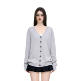 BM上衣针织开衫外套2025新款女外套慵懒风宽松休闲百搭夏秋季空调房 浅灰色 均码