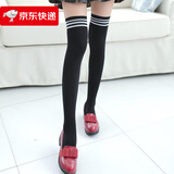 郗德鑫过膝袜女日系高筒袜子春秋女学生袜长筒半截大腿丝袜网红潮流 黑色过膝连袜 均码