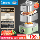 美的（Midea）锁嫩舱mini电蒸锅 多功能家用电锅蒸包子锅电热锅煮蛋器蒸炖锅0涂层不锈钢双层蒸笼ZGC2818X99