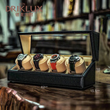 德克力时（DrikLux）摇表器全自动机械表上链器家用手表盒转表器送女友送长辈生日礼物 黑色鸵鸟+骆驼色绒+4转盘