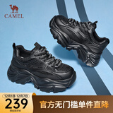 骆驼（CAMEL）老爹鞋女网面厚底老爹鞋舒适增高运动休闲运动鞋子 L24S283078黑色【四季款】 40