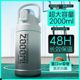 恩尔美（nRMEi）保温保冷杯大容量316吸管学生男大肚吨桶吨户外便携运动水壶杯子 渐变白2000ml【保冷保热+316】