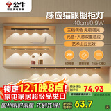 公牛（BULL）感应猫眼橱柜灯磁吸充电山丘光效展柜玄关氛围小夜灯 黑40cm三色