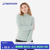 迪卡侬（DECATHLON）保暖户外抓绒衣外套男女运动宽松秋摇粒绒外套冲锋衣内胆 女款-半拉链-绿色 M
