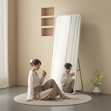 小匠材全身镜落地镜卧室穿衣镜宿舍服装店试衣镜子铝合金壁挂镜50*158白