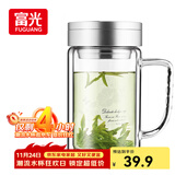 富光健牌双层玻璃杯支持团购定制茶杯办公杯带把 大容量男女水杯子