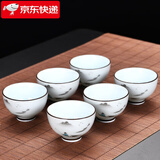 祥业汝窑茶杯主人杯单杯家用陶瓷茶盏功夫茶具喝茶品茗杯子冰裂纹茶碗 青瓷渔翁垂钓品茗杯-六杯