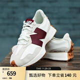 NEW BALANCE NB327官方休闲鞋女鞋秋冬复古增高鞋潮流百搭低帮轻便软底运动鞋 灰色/米白/酒红 WS327KA 37.5 (脚长24cm)