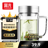 富光健牌双层玻璃杯支持团购定制茶杯办公杯带把 大容量男女水杯子