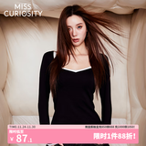 好奇蜜斯【雅妮保暖内衣】德绒秋冬内搭打底套装女冬季潮流加绒加厚打底衫 黑松露上衣-“婴儿肌”肌底衣【轻暖5℃-15℃】 M