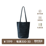 裘真慵懒遇水桶包女腋下单肩包复古通勤包头层植鞣牛皮包包 蓝色-中号