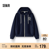 森马（Semir）[商场同款]外套女连帽刺绣学院风2025春宽松质感夹克101125108002