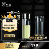 希诺（HEENOOR）双层玻璃杯男茶水分离杯高档泡茶杯子车载水杯XN-9339本色 340mL
