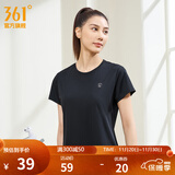 361°短袖男速干t恤新款夏季弹力吸湿排汗运动t恤男圆领跑步健身速干衣 【女款】超级黑 L