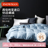 斯诺曼高档100支进口95%白鹅绒羽绒被芯空调被暖气被子1.5*2.1m充190g蓝