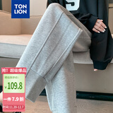 唐狮（TonLion）2024女束脚哈伦萝卜休闲裤 中麻灰/无绒款 S