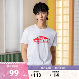 VANS范斯官方 男女情侣短袖T恤夏季滑板LOGO经典款红白出游好物 白色/红色 XS