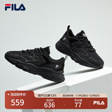 FILA 斐乐运动鞋女MARS II 火星系列二代秋秋季时尚复古跑步鞋女 黑-BK 38