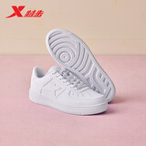 特步情侣男女板鞋小白鞋空军一号冬季革面保暖运动板鞋休闲鞋