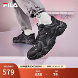 FILA 斐乐猫爪鞋4代女鞋老爹鞋情侣运动鞋复古时尚休闲鞋网面透气 【男款】黑-BK 42