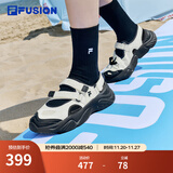 斐乐（FILA）FUSION斐乐玛丽珍凉鞋女鞋新款凉拖魔术贴海螺沙滩鞋 微白/黑-WB 36.5