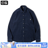 马登工装 美式休闲灯芯绒纯棉长袖衬衫叠穿内搭外套条绒衬衣男秋 藏蓝 L