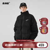 BJHG不计后果冬季白鸭绒羽绒服男环保麂皮绒面包服美式设计感小众上衣 炭黑色 L