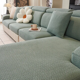 忆自然弹力沙发套罩四季通用全包沙发坐垫套沙发笠沙发座垫防尘保护罩 织纹-松柏绿 加大三人位 适合宽65-85cm*长135-165cm