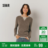 森马（Semir）森马毛衣女短款假两件含羊毛针织衫24冬新款保暖内搭109724107015