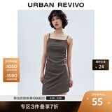 UR夏季新款女装潮流不规则下摆收褶吊带连衣裙UWV740053 中灰 XS