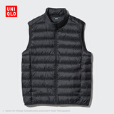 优衣库男装高级轻型羽绒背心/休闲羽绒排骨马甲472294 09 黑色 S /165/84A
