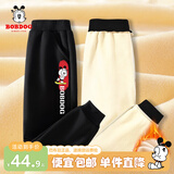 巴布豆儿童裤子男童棉裤加绒加厚秋冬中大童外穿宽松休闲裤童装长裤 黑 滑板巴布 110