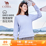 骆驼（CAMEL）长袖圆领套头卫衣女宽松休闲运动打底衫 J23CZ0L5064 晨曦紫 L