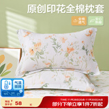 博洋家纺100%全棉枕套单件纯棉枕芯套枕头套情侣对枕套 一对装48*74cm 花逸（100%纯棉对装）