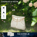 CHARLES&KEITH子母链条大容量流浪包托特包单肩斜挎包女包生日礼物CK2-40671449 【L号】Cream奶白色 L