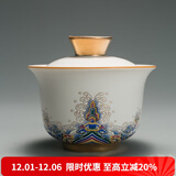 容山堂珐琅彩陶瓷主人杯单杯品茗杯公道杯茶漏三才盖碗茶杯高档功夫茶具 金丝珐琅盖碗