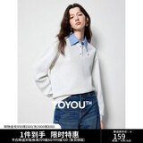 初语拼接假两件衬衫卫衣女25春秋新款知识分子时尚polo领上衣情侣 银花灰 M