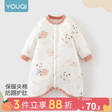 优奇宝宝睡衣婴儿睡袍儿童睡裙春秋款连体衣护肚防踢被纯棉舒适家居服 秋冬【40g薄棉】顽皮熊猫 80