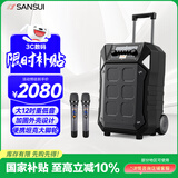 山水（SANSUI）户外K歌专用音响广场舞拉杆音响室外演出重低音智能无线麦克风12英寸D12电木吉他民谣乐器音箱