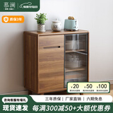 慕澜餐边柜一体靠墙实木框新中式茶水柜碗橱餐柜厨房储物备餐柜餐桌 1020A款80*40*88cm【包送装】