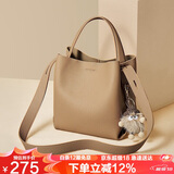 金狐狸（FOXER）头牛皮女士包包女包大容量水桶包手提单肩斜挎包轻奢女友生日礼物